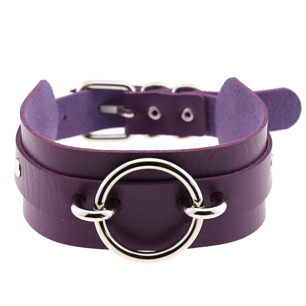 Exaggerated PU Leather Collar Neck Cover Wild O-shaped Necklace Neck Chain