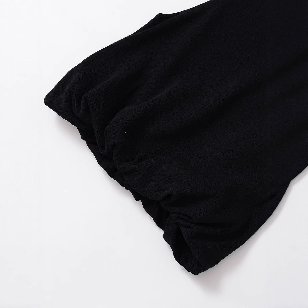 Round neck sleeveless puffy hem knitted T-shirt top for women