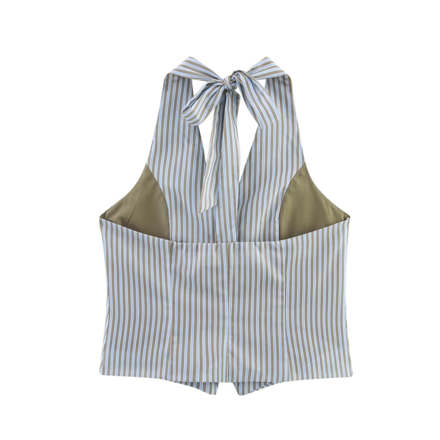 Fashion casual striped halter neck vest style top+pants set for women