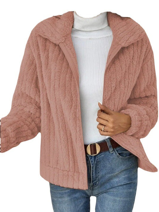 New autumn and winter woolen cardigan with a short collar jacket