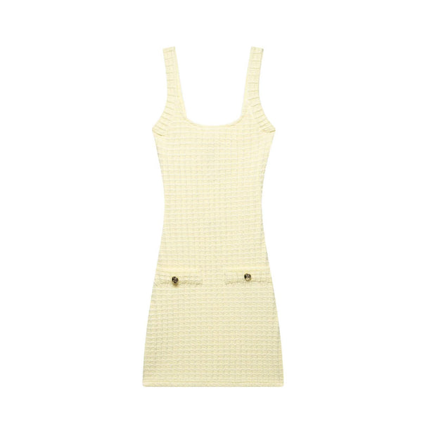 Plaid backless camisole short dress for women