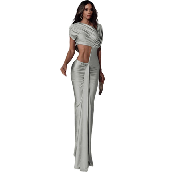 Spicy girl irregular hollow high waisted dress for women