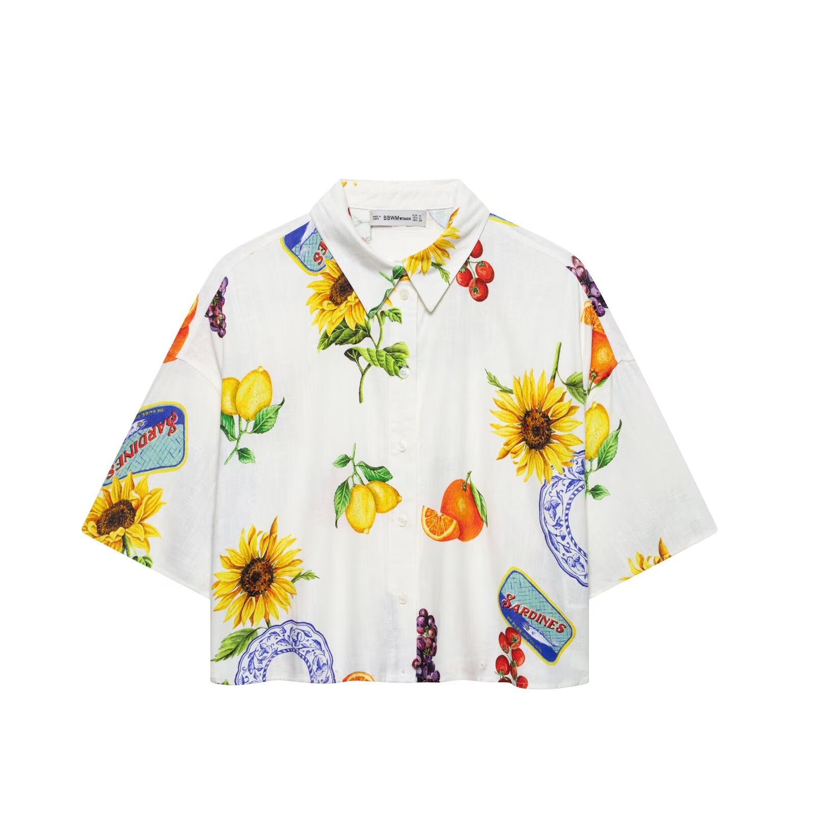 Short printed shirt+printed skirt set for women