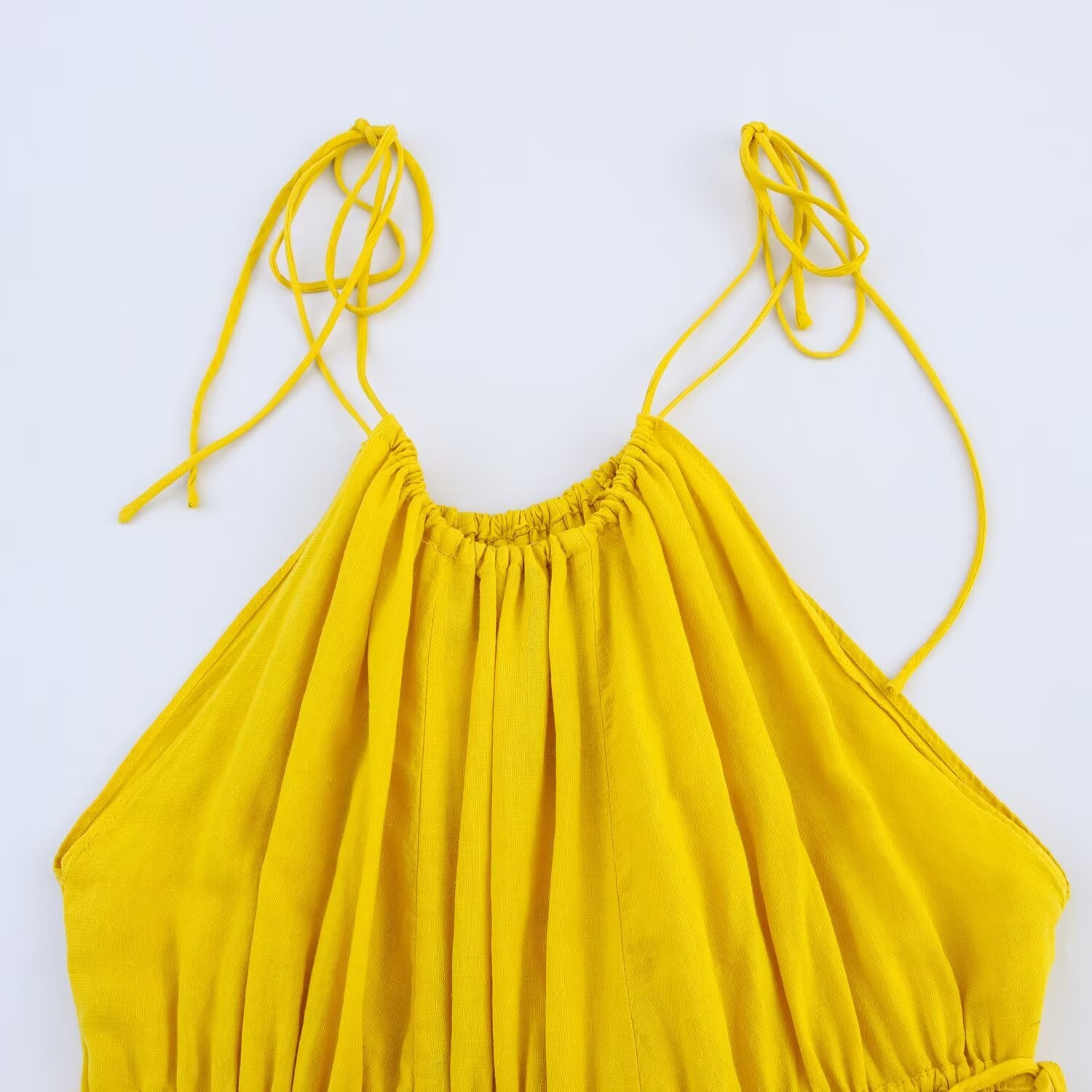 Loose backless drawstring neck dress for women