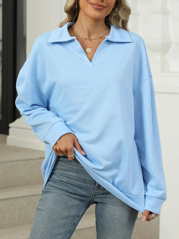 Collar Long Sleeve Sweatshirt