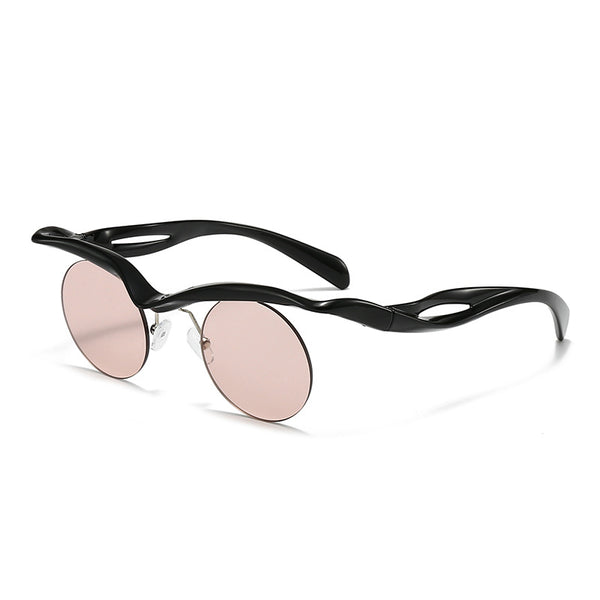 New Sunglasses Women's Round Frame Sunglasses Men's Trendy Ins Alien Half Frame Eyebrow Personalized Sunglasses