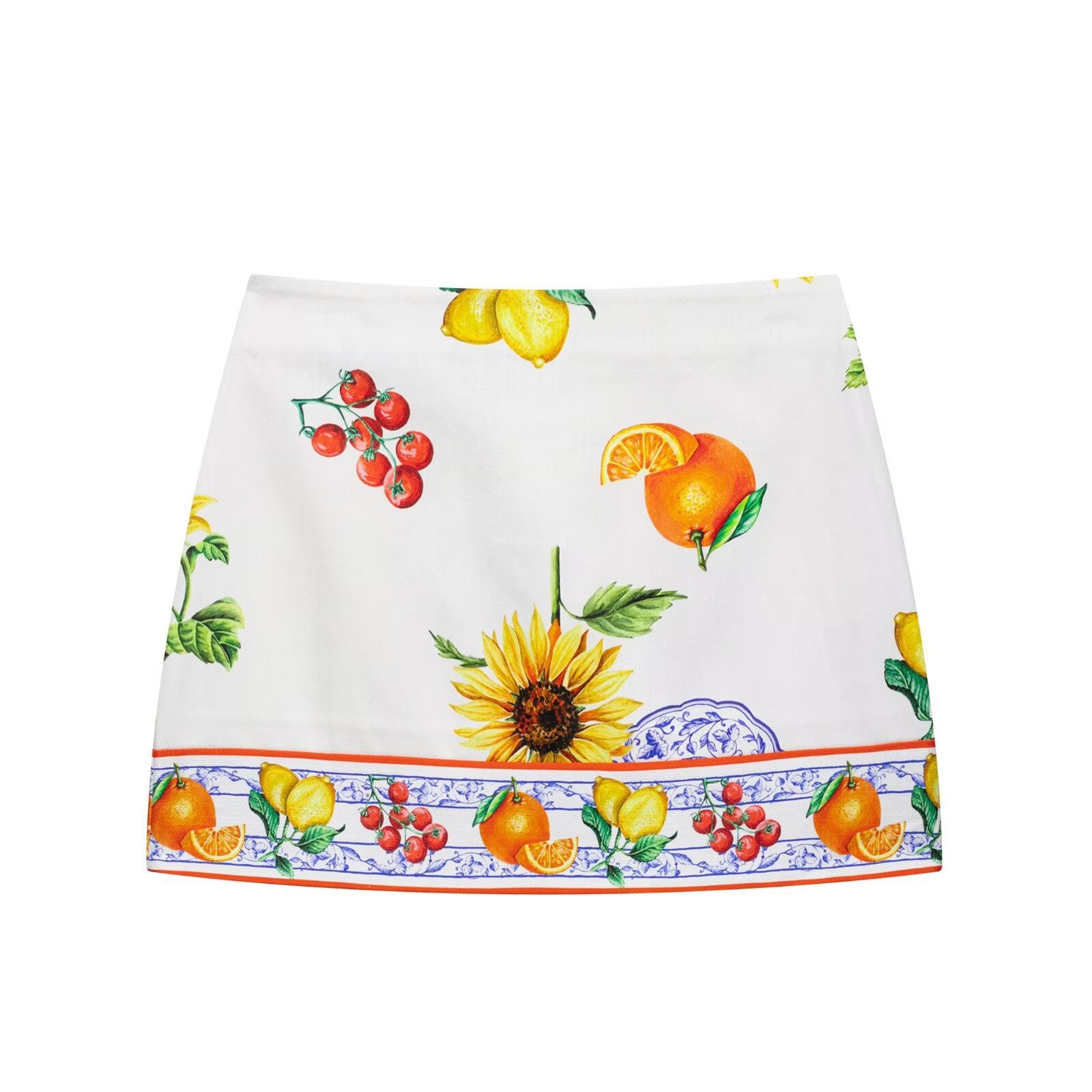 Short printed shirt+printed skirt set for women