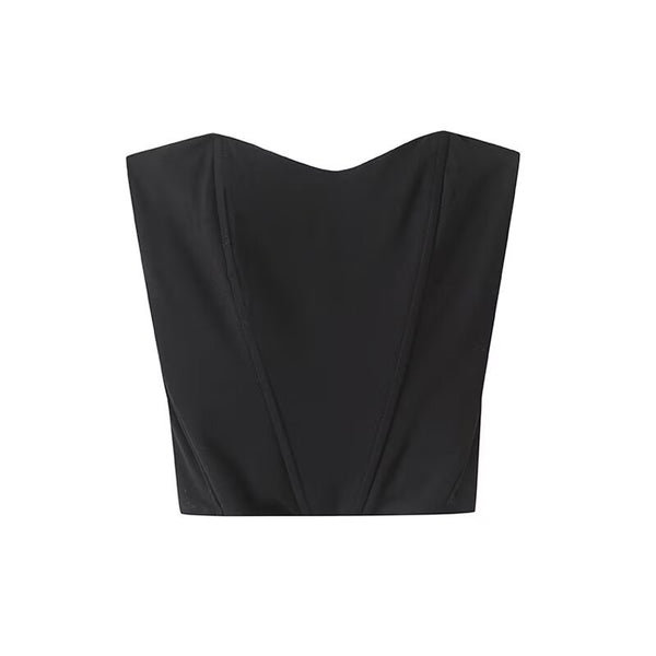 Fish bone backless strapless vest with camisole top for women