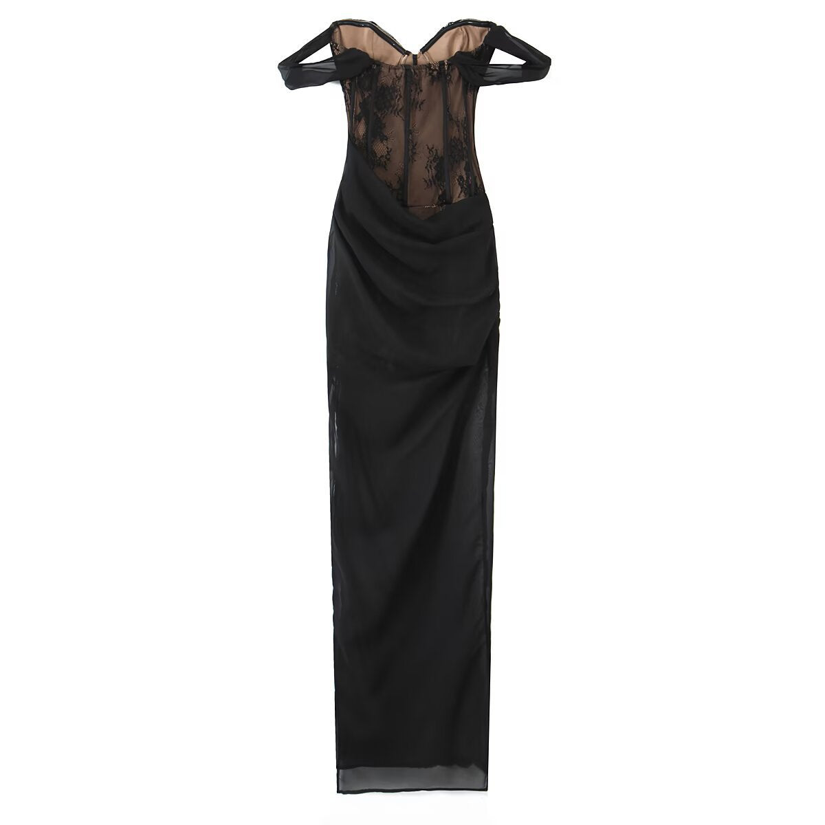 Sexy lace lace wrapped strapless dress