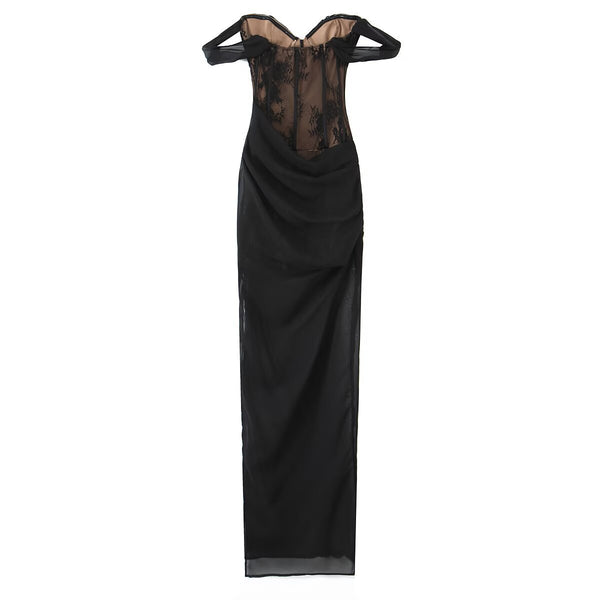 Sexy lace lace wrapped strapless dress