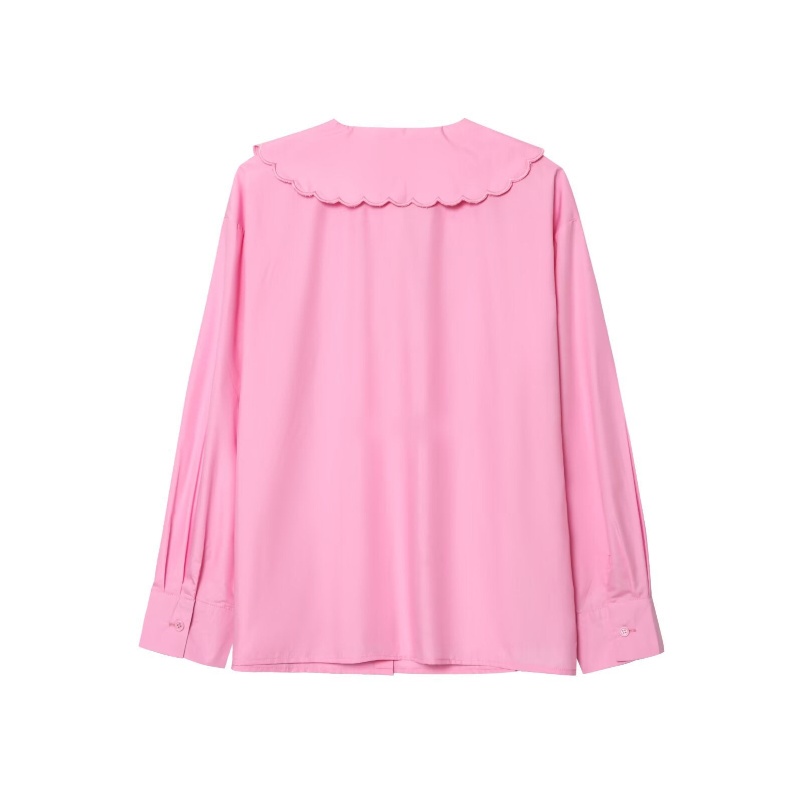 Doll collar single breasted long sleeved embroidered shirt top for women
