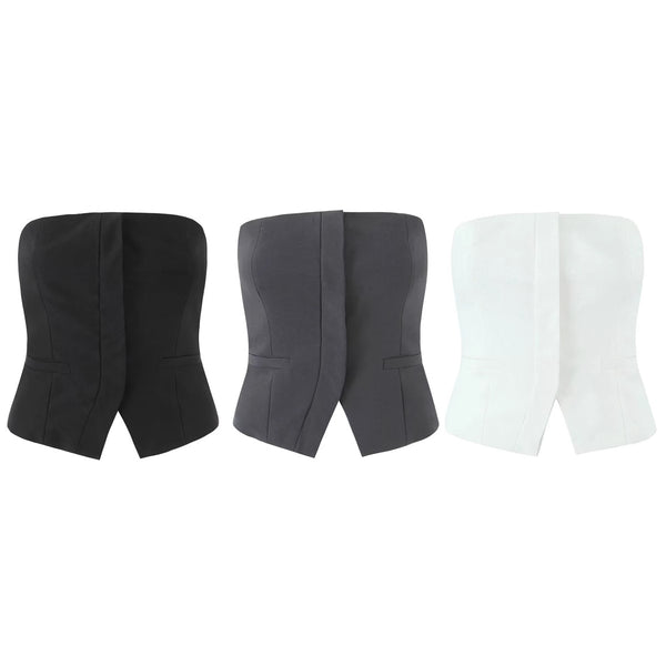 European and American style split backless strapless vest with camisole top for women
