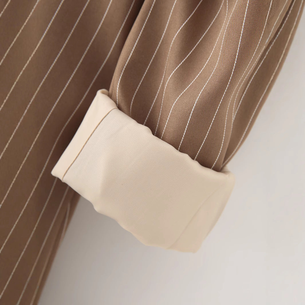 Striped loose suit jacket top for women