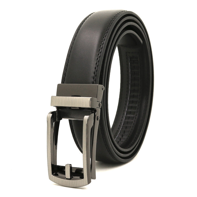 Men's Click Belt fake needle belt automatic buckle two-layer cowhide leather belt