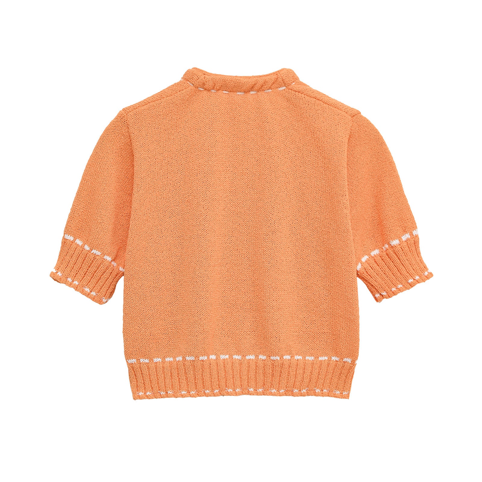 Fashion stitching short sleeved knitted jacket for women