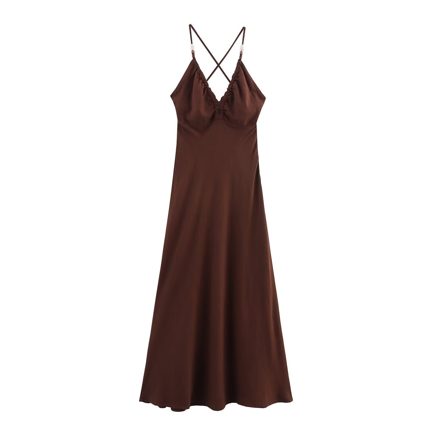 Backless lace up beaded suspender dress for women