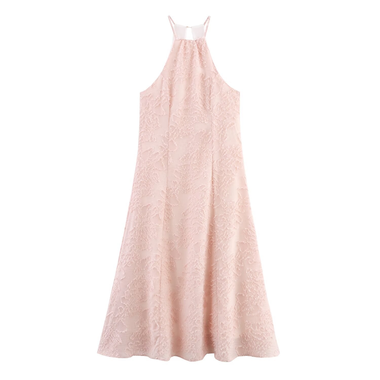 Women's European and American style backless texture hanging neck sleeveless dress
