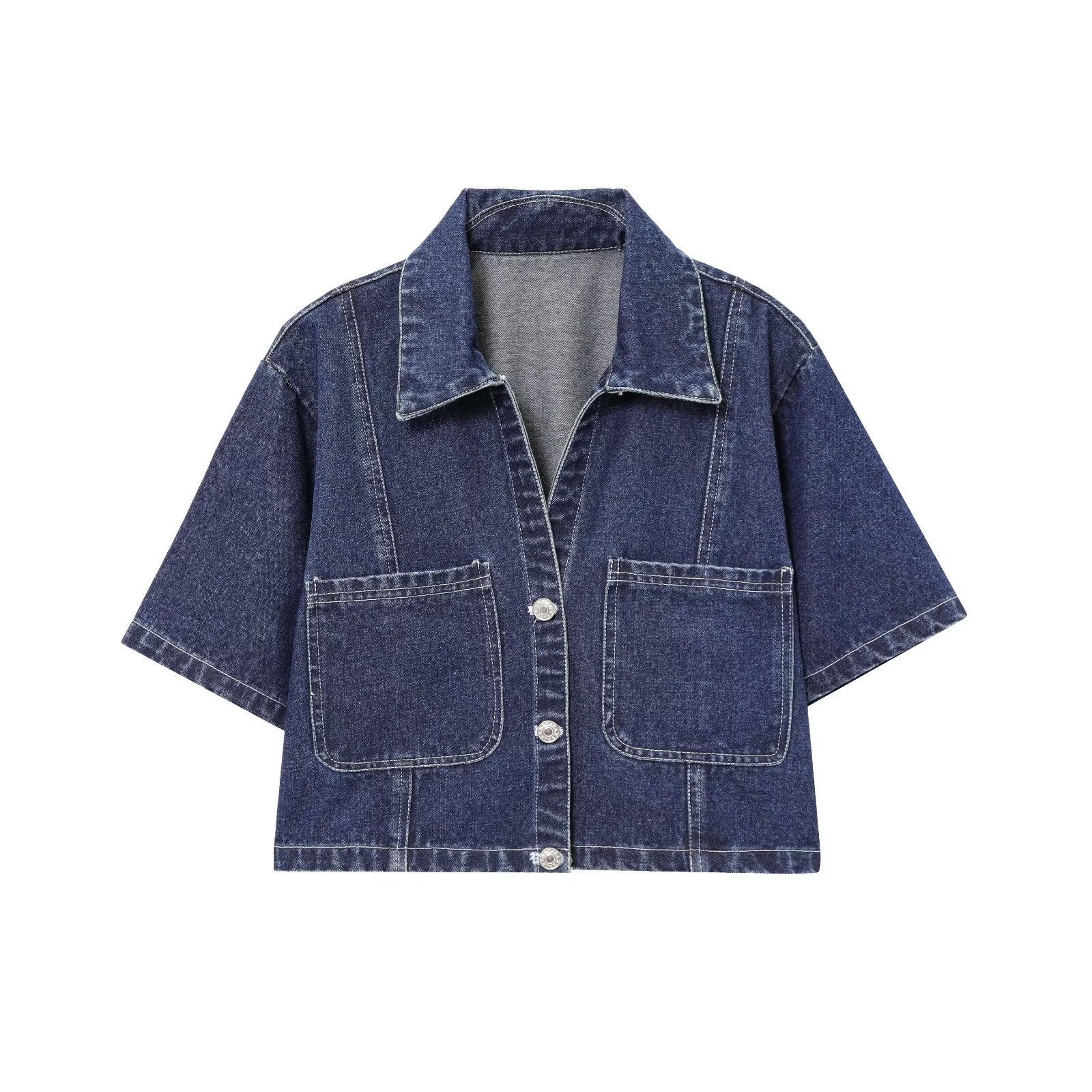 Denim top+irregular skirt and pants set for women