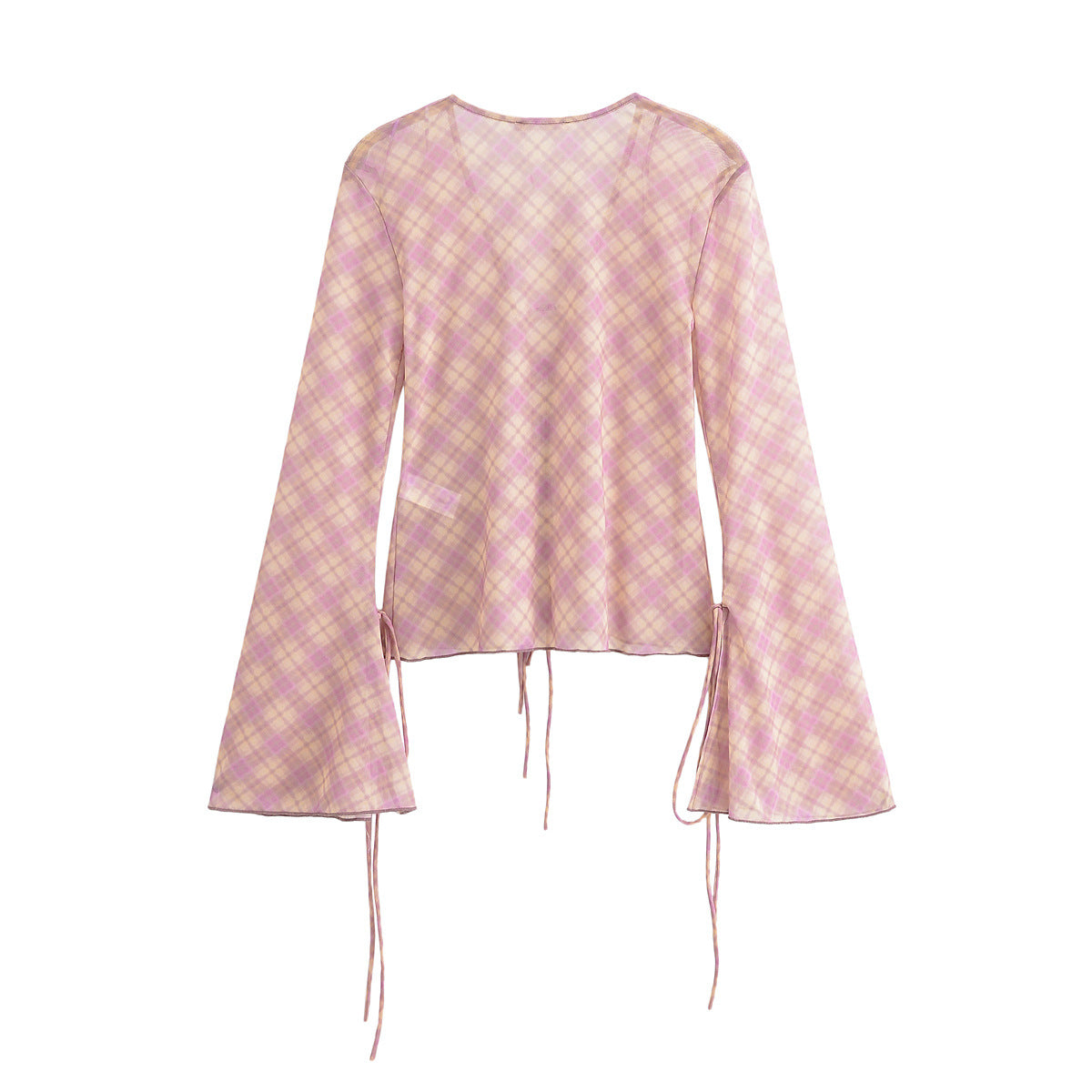 V-neck semi transparent top+silk mesh skirt set for women