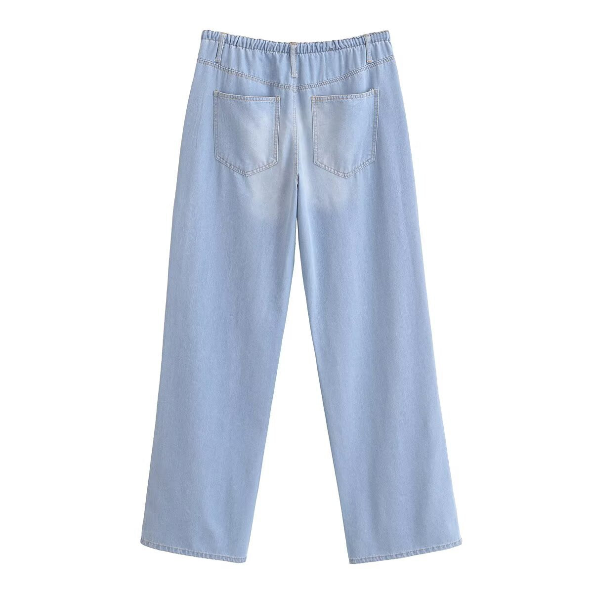 Strap up design straight leg jeans for women